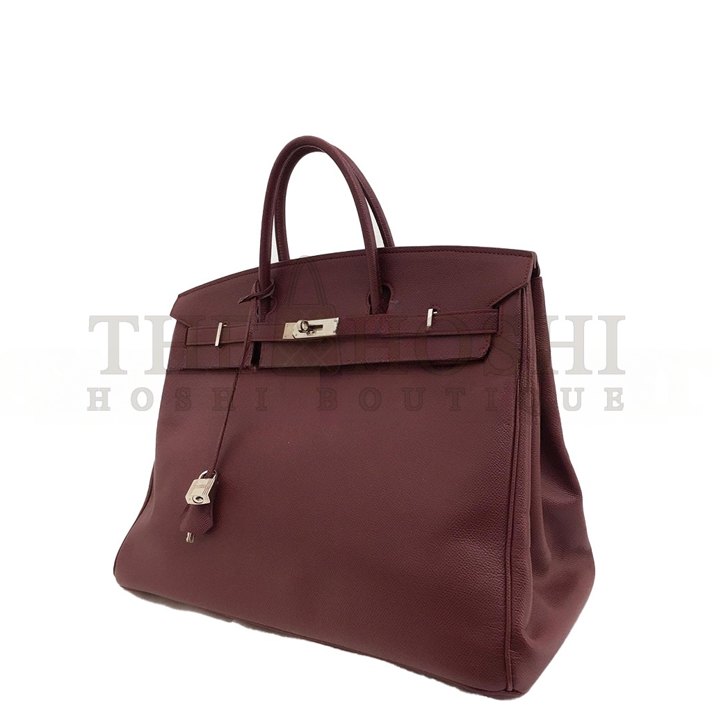 H**me5 BIRKIN 40 EPSOM ROUGE BORDEAUX RED SILVER BUCKLE BAG 150223488182 (40*30*21cm) Master Quality